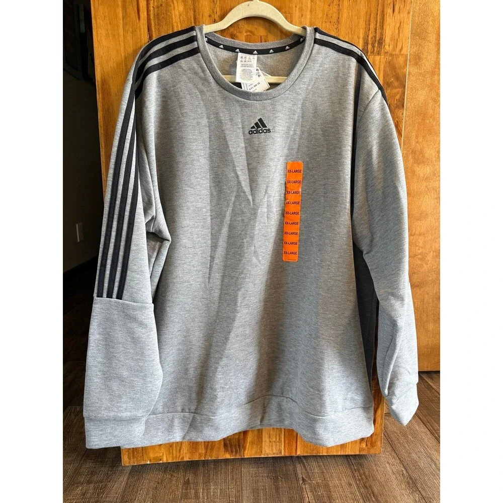 Men’s Adidas Regular Fit Sweatshirt Sz. XXL NWT Grey & Black